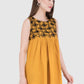 Women Top Mustard Rayon Sleeveless Fit and Flare