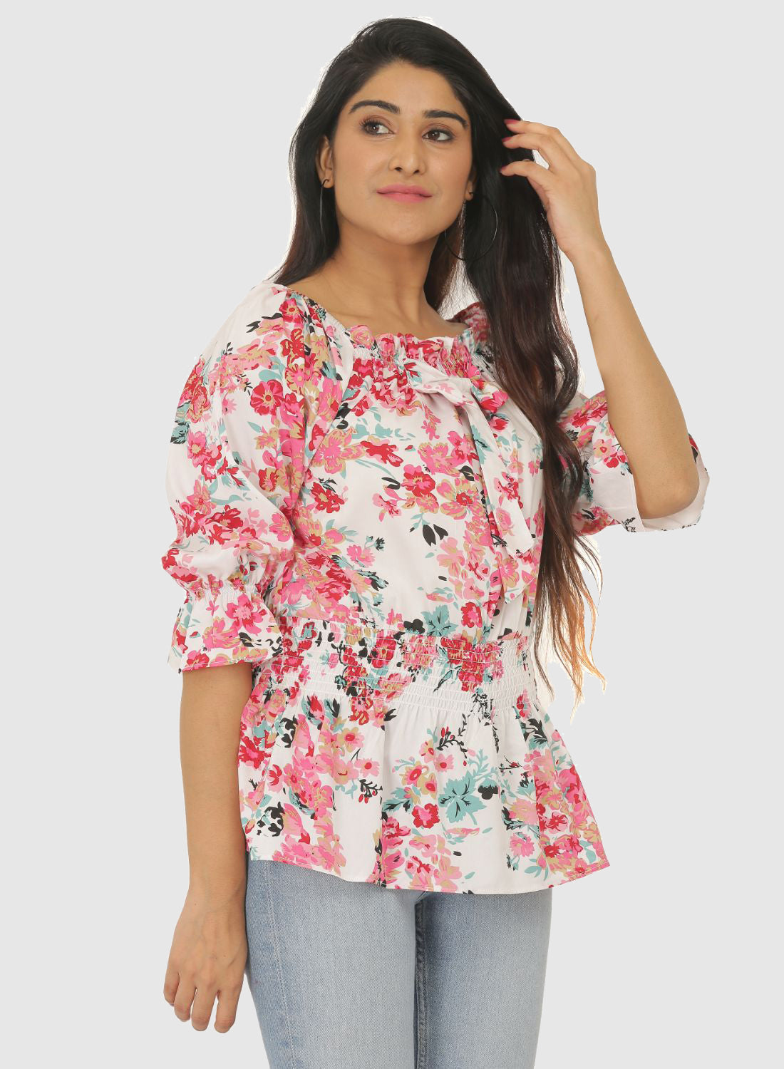 Women Printed Top Bell Sleeve Regular Fit