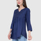 Women Top R Blue Rayon Casual Regular Fit 3/4 Sleeve Fit and Flare