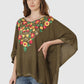 Women Kaftan Top Mehndi Green Casual Regular Fit and Flare Multi color Embroidery Work