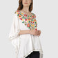 Women Kaftan Top White Casual Regular Fit and Flare Multi color Embroidery Work
