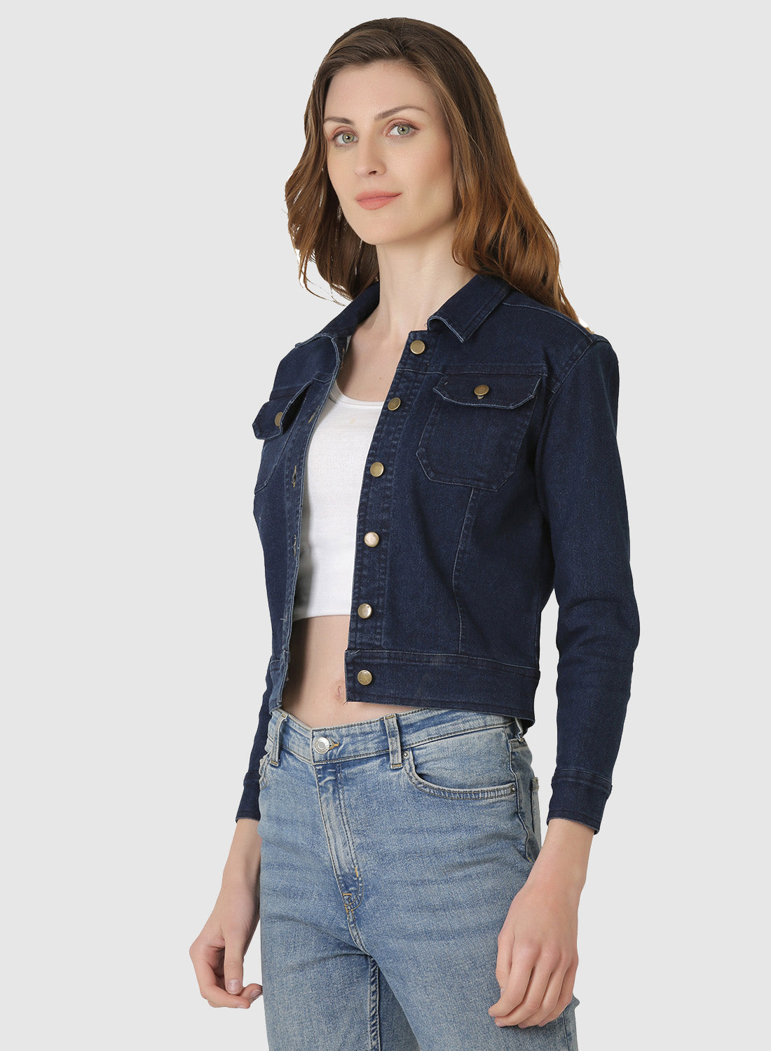 Women's Cropped Denim Jacket - Universal Thread™ Medium Wash : Target