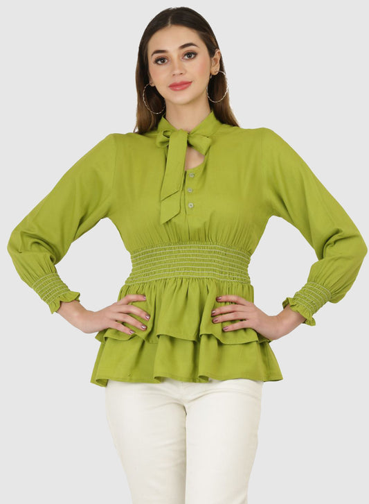 Women Top P/Green Regular Fit and Flare