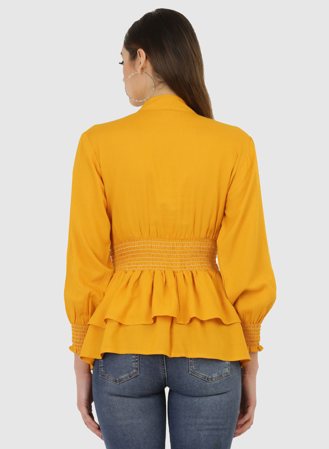 Women Top Mustard Regular Fit and Flare