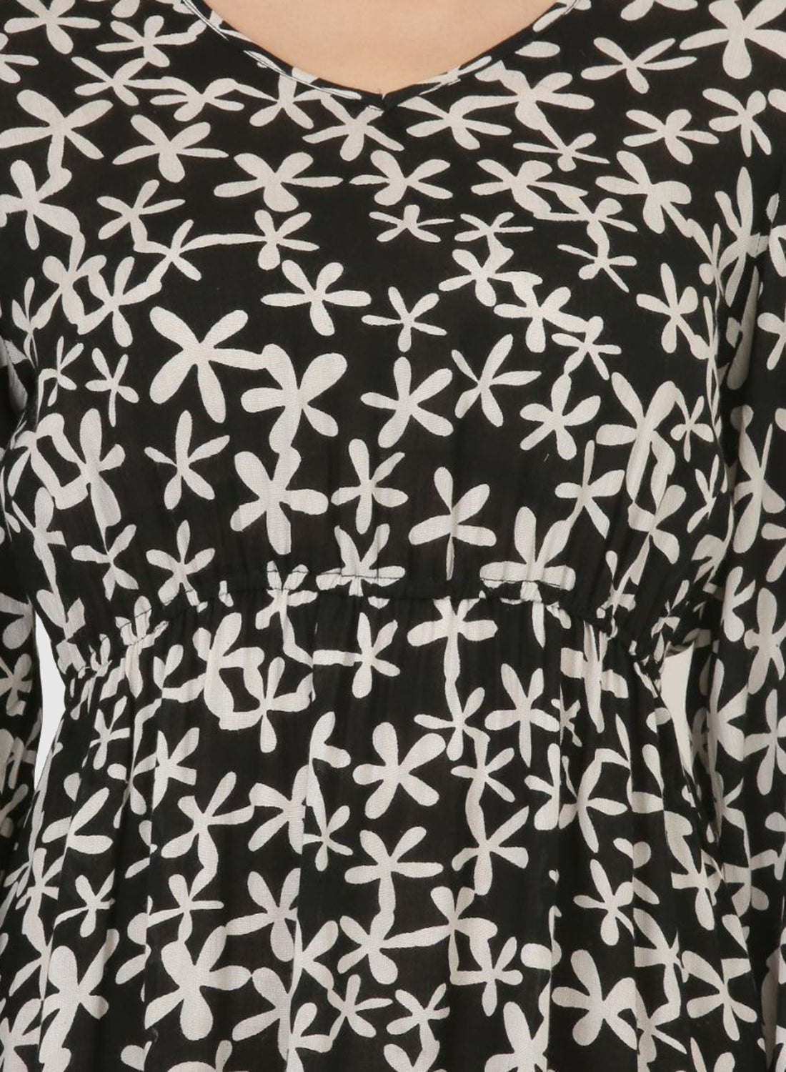 Women Dress Black Printed Puff Sleeve