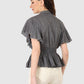 Women Top Grey Fit and Flare Butter Fly Sleeve